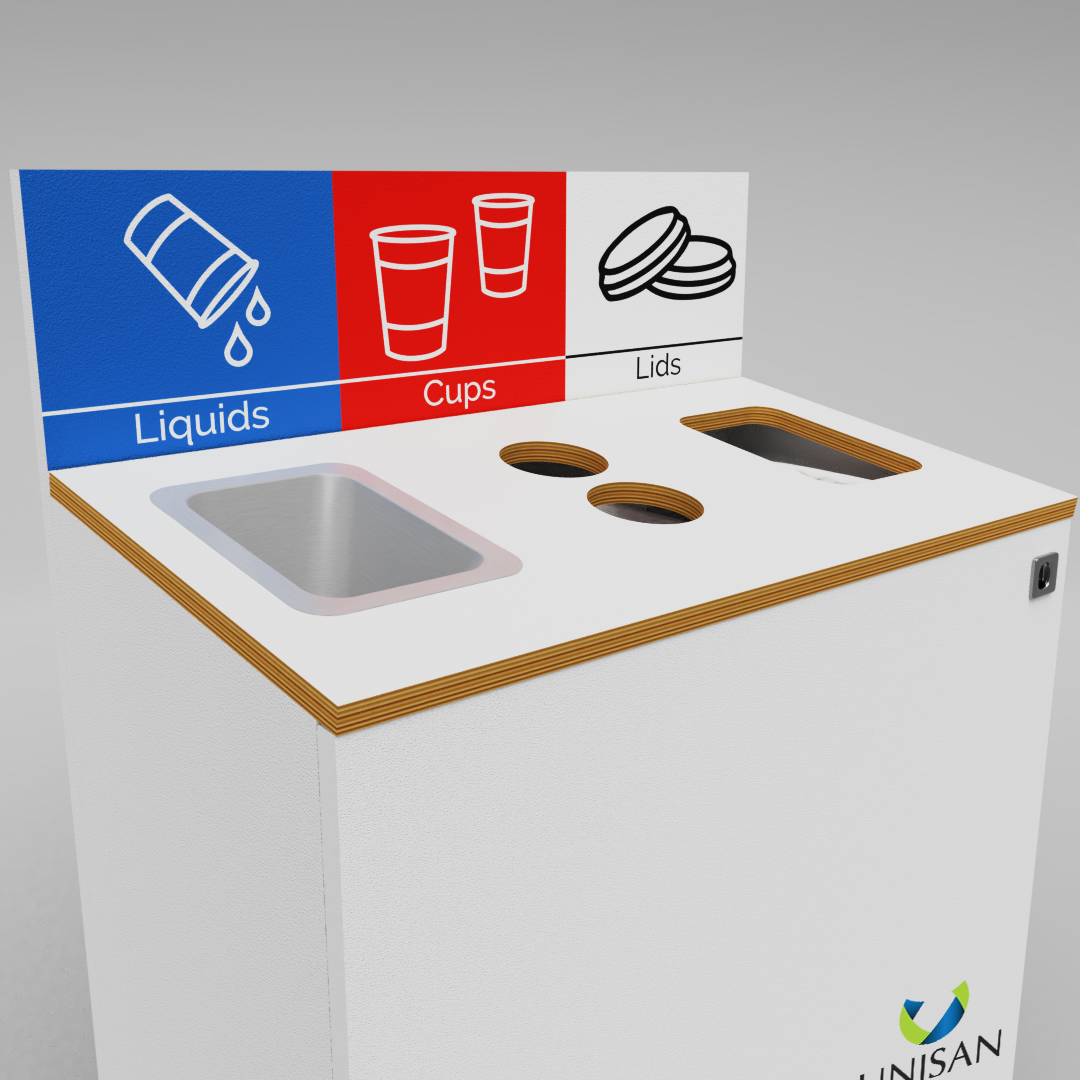 liquid lids and cups bin for coffee cup recycling