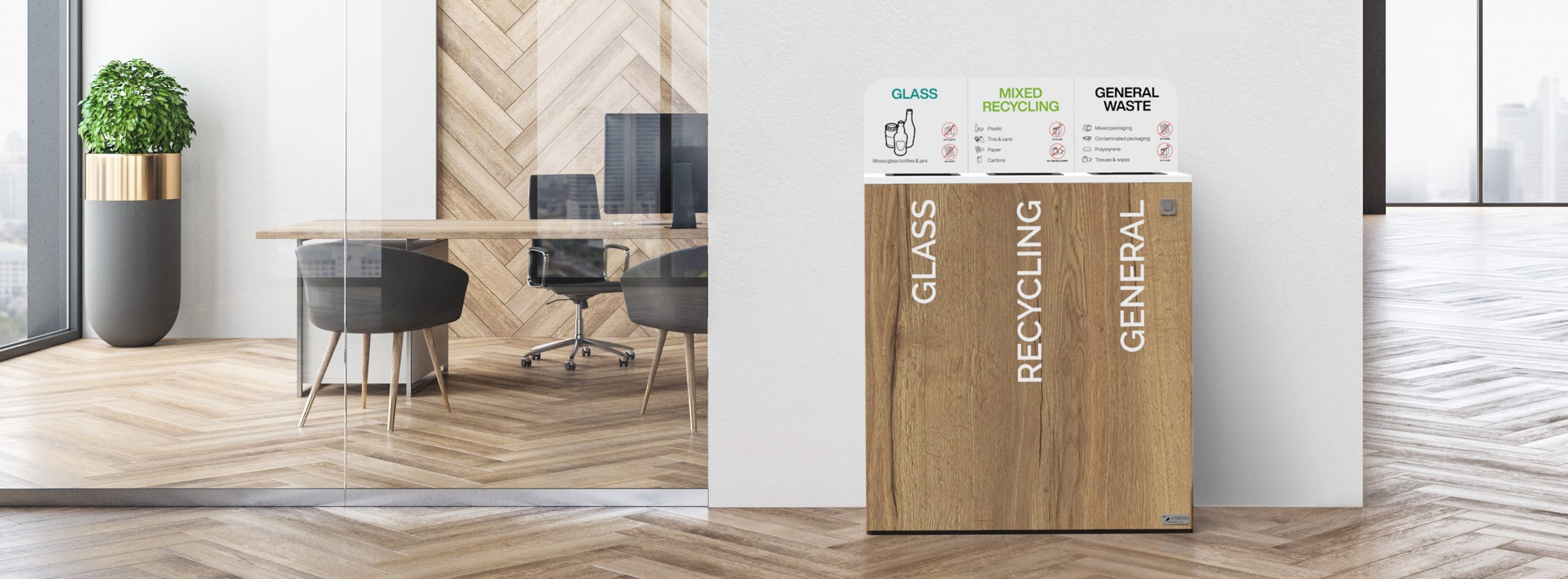 Office Recycling Bins which help achieve carbon net zero through recycling