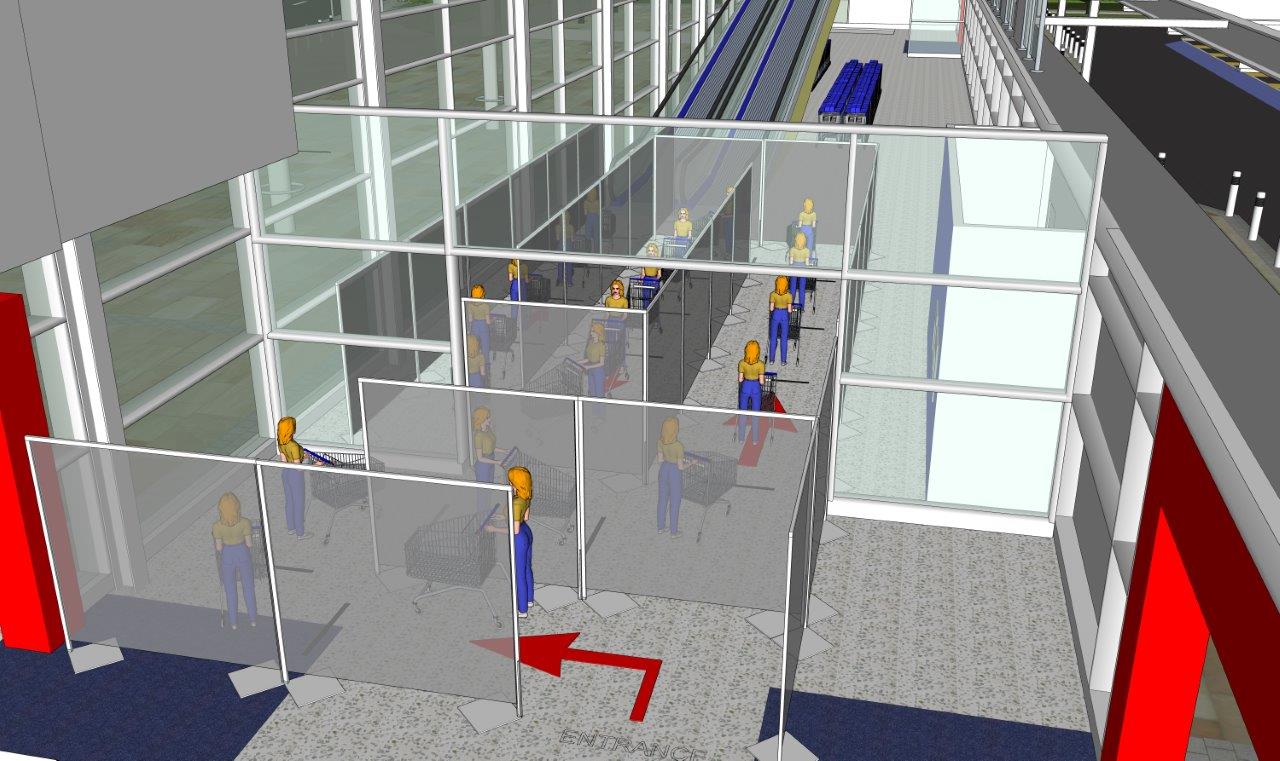 additional entrances and exits for people flow and social distancing