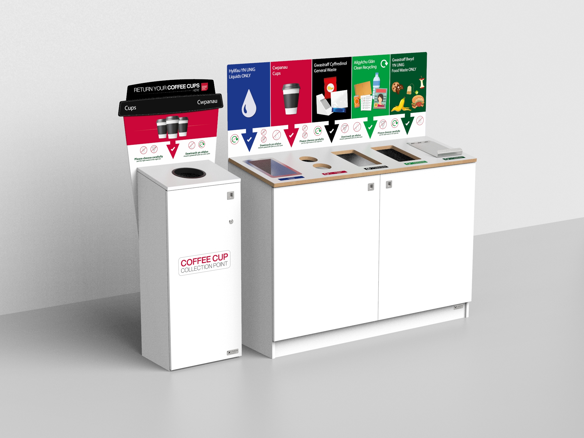 Coffee Cup bin Station and recycling bin station