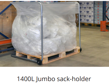 industrial bin jumbo sack holder for large loads of pallet wrap waste