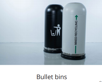 longopac bullet bins for general waste and mixed recyclingf