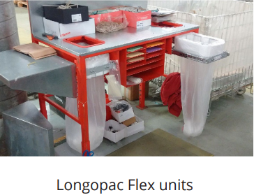 longopac flex bins on runners for under work benches