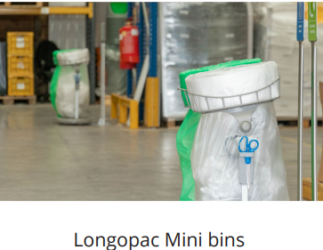 longopac mini bins for warehouse recycling and waste