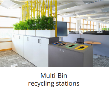 multibin office recycling bin station