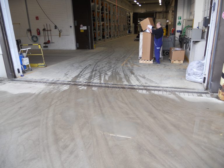 dirt dust damp and debris on factory floor