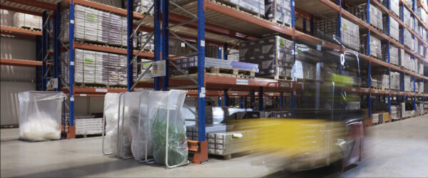 large warehouse bins for collecting recycling and waste